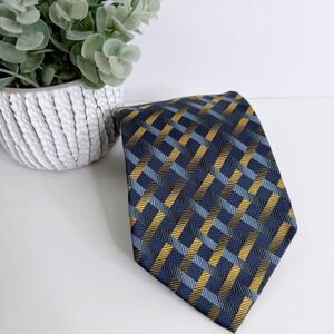 NWOT Jos. A. Bank Signature Silk Necktie Navy Gold Jacquard 3 7/8" X 57 1/2"